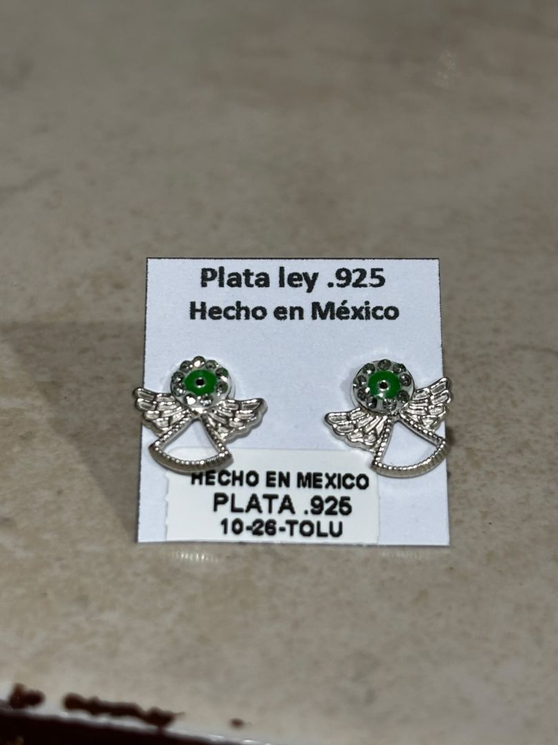 Aretes De Angelitos Con Circonia Verde