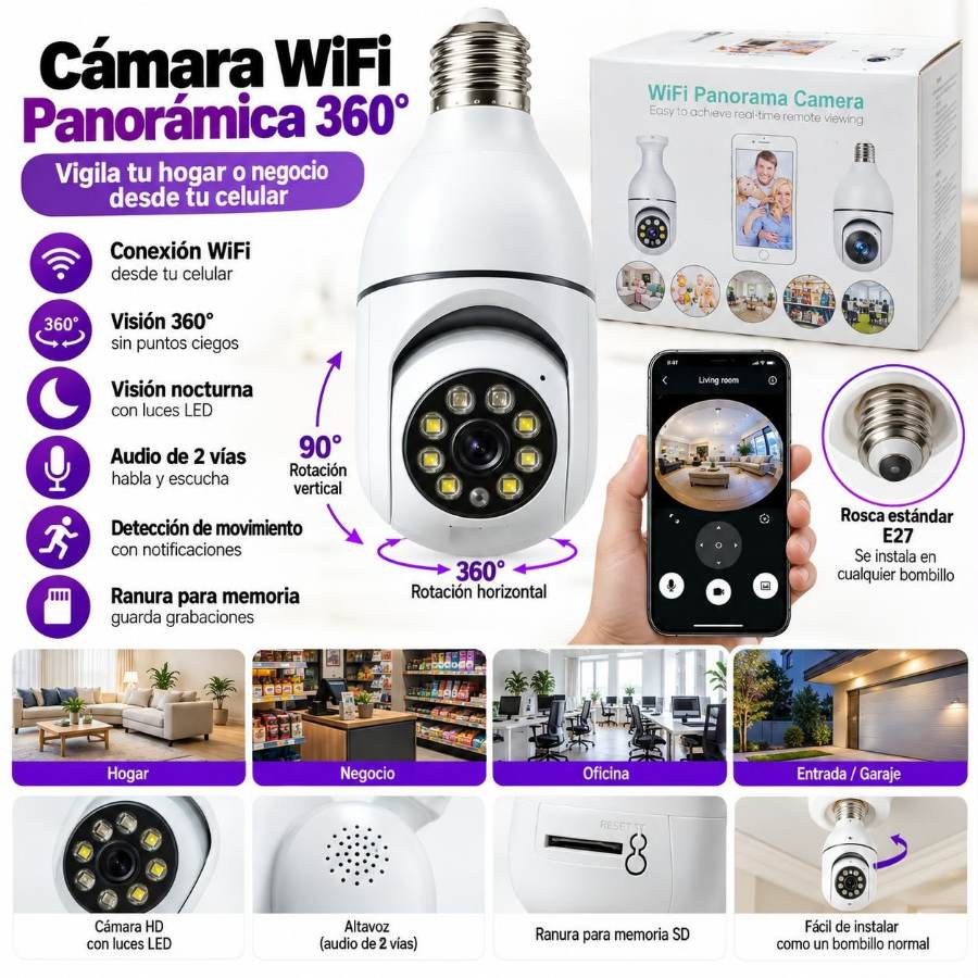 Cámara WiFi Panorámica 360