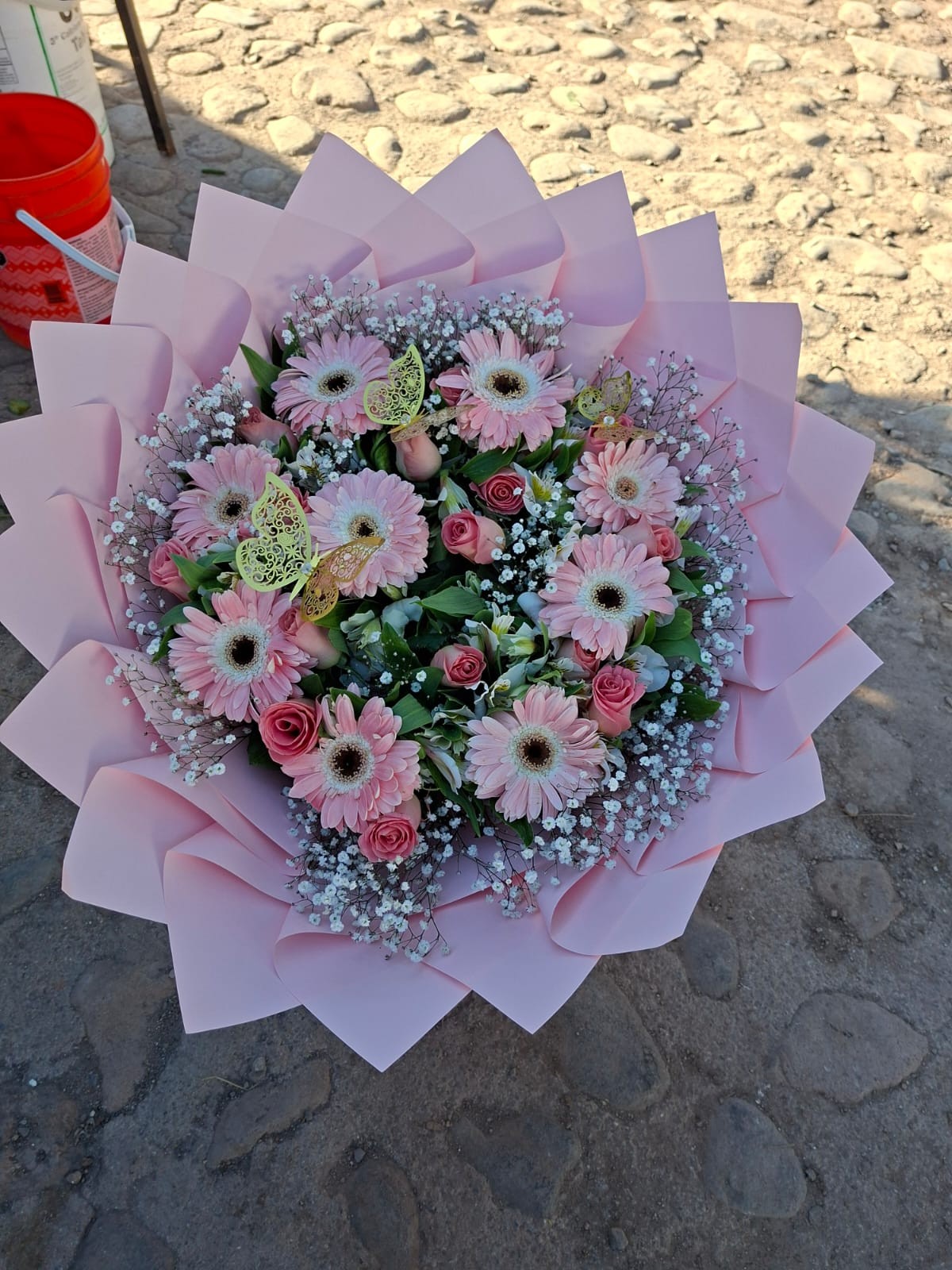 10 gerbera rosa