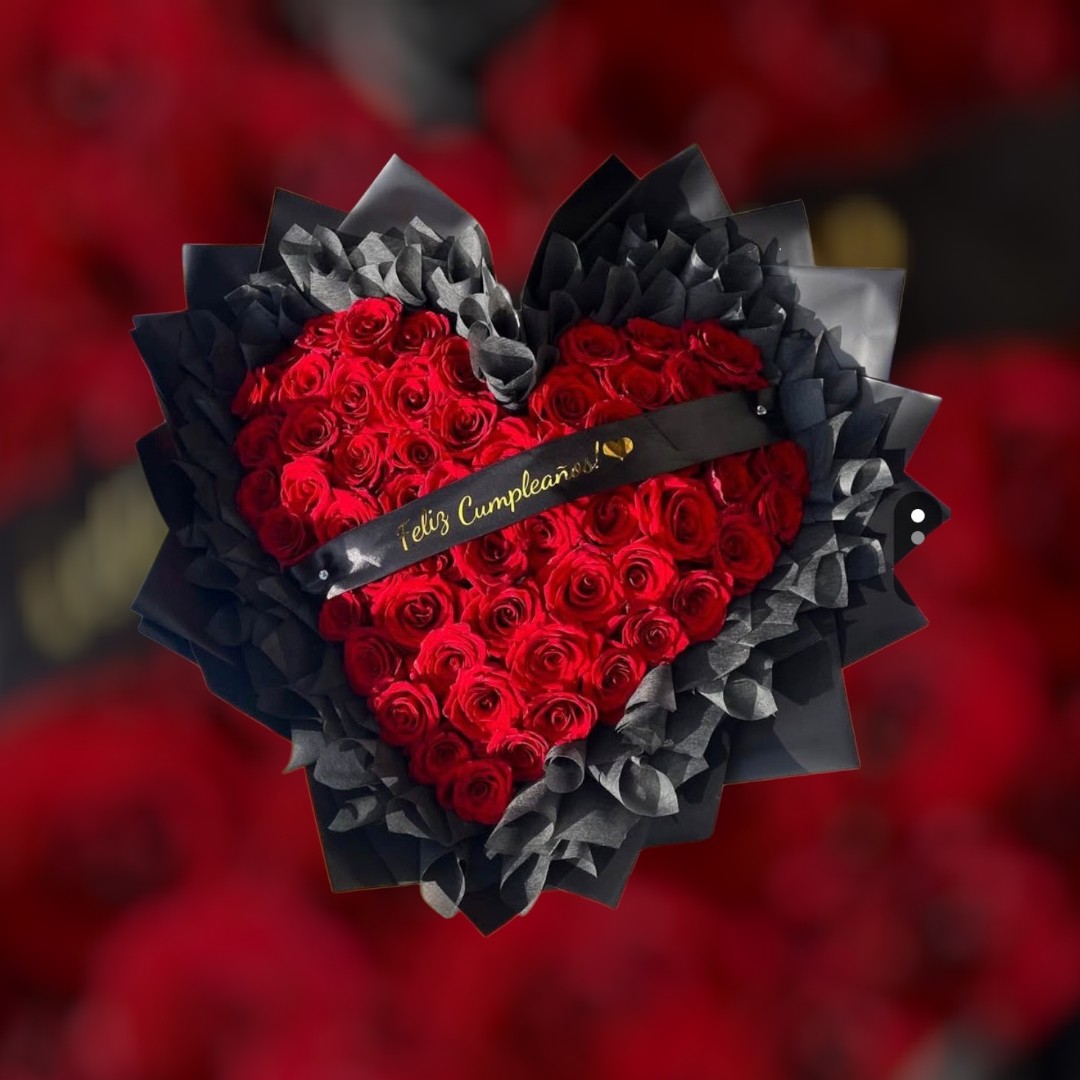 100 rosas corazon y liston