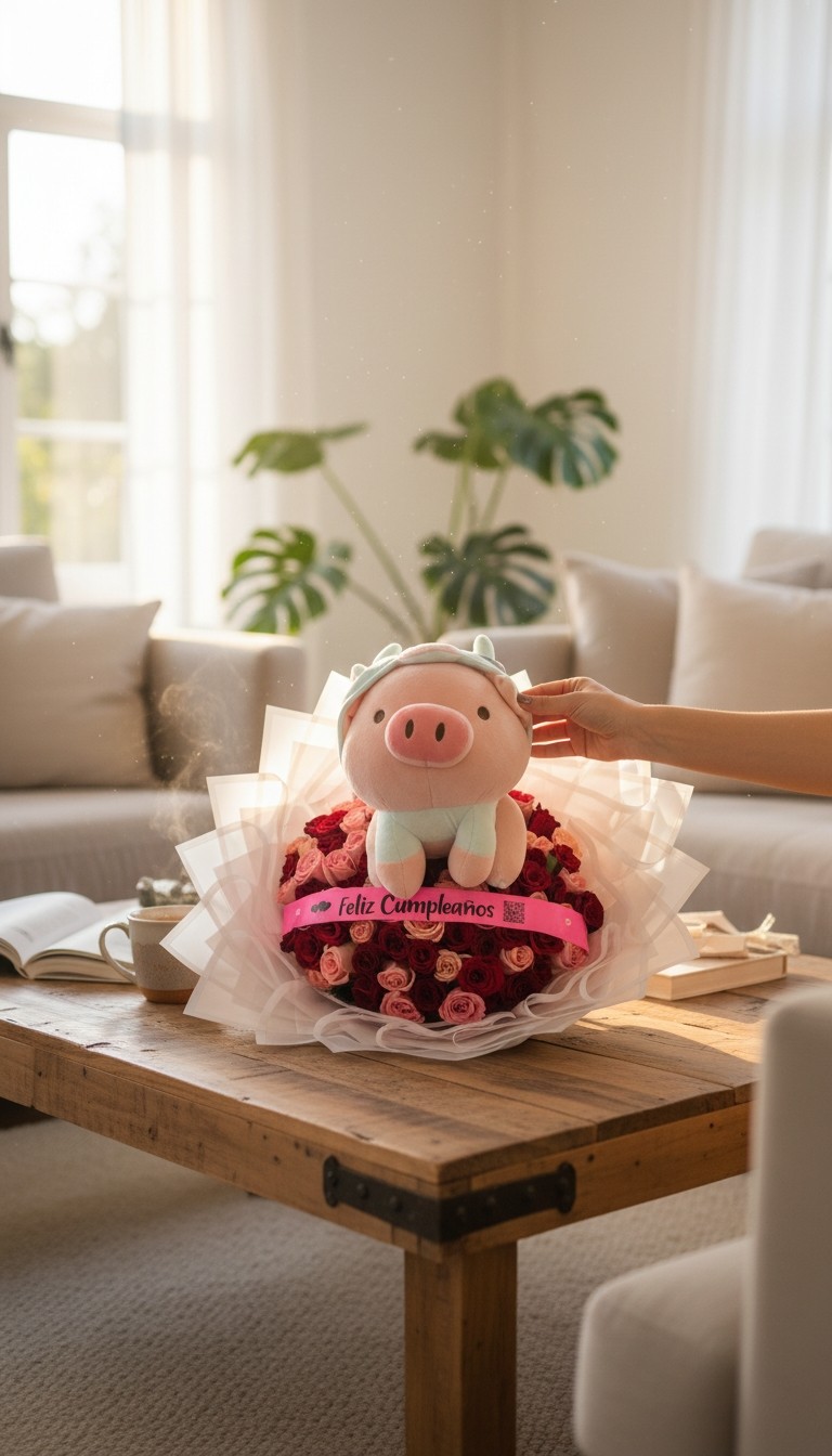 100 rosas peluches varios y liston