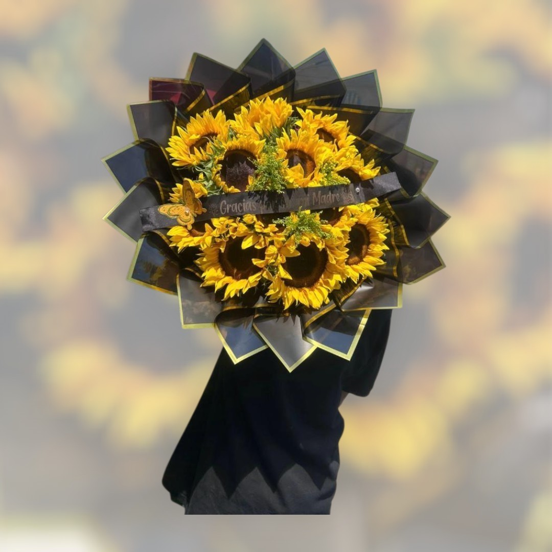 Ramo 12 girasoles y liston frace