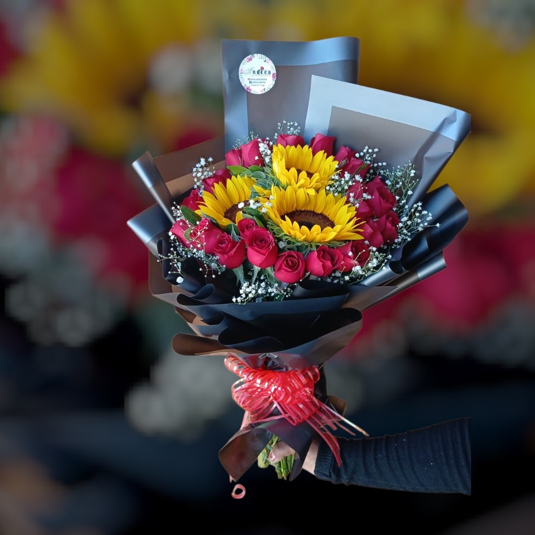 Romo girasol y rosas