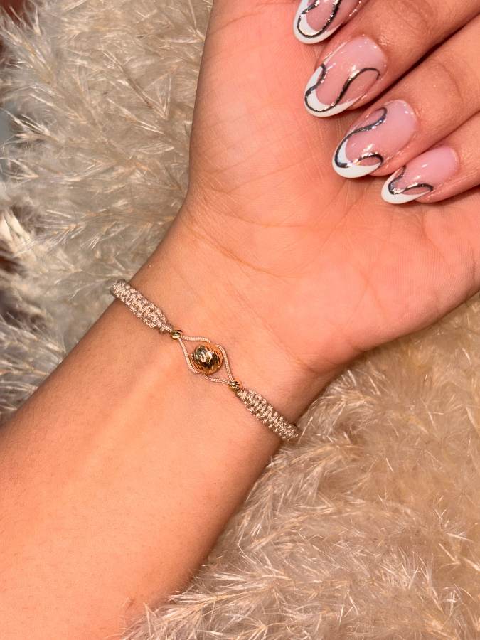 Pulsera Oro 18k-Hilo Beige