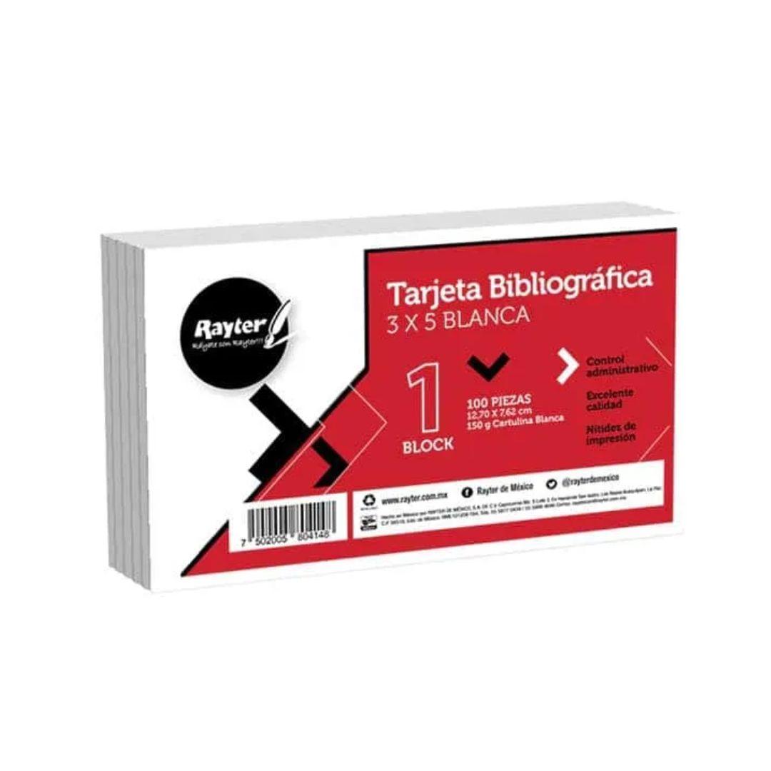 Tarjeta Bibliográfica 3x5 Blanco 100 Pza