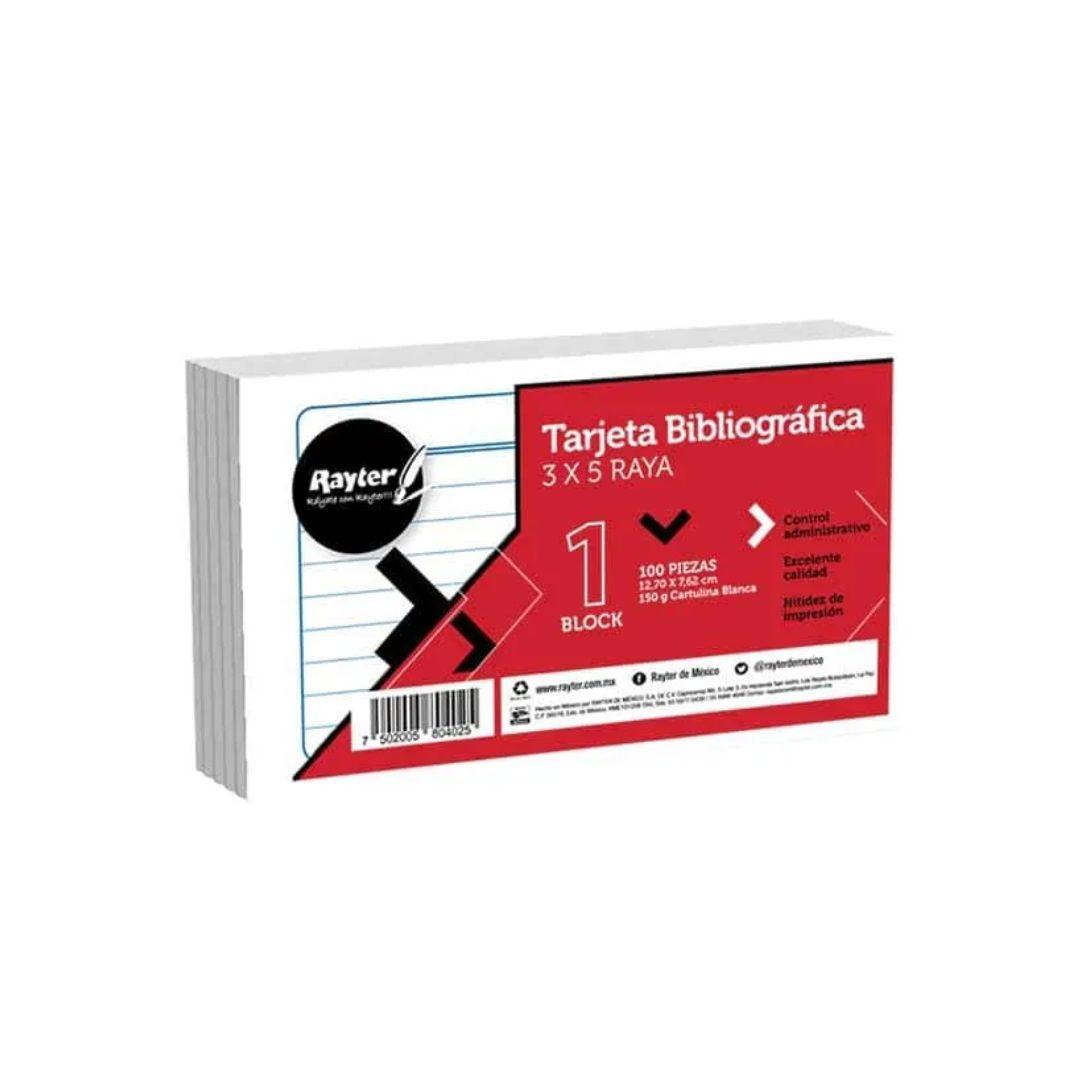 Tarjeta Bibliográfica Raya 3 X 5