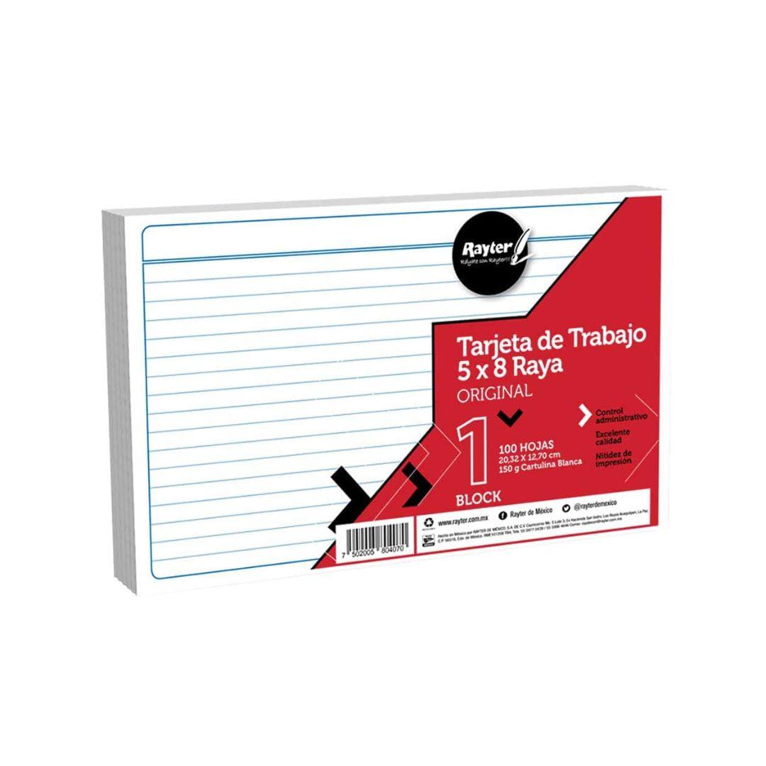Tarjeta Bibliográfica 5x8" Raya 100 Pza
