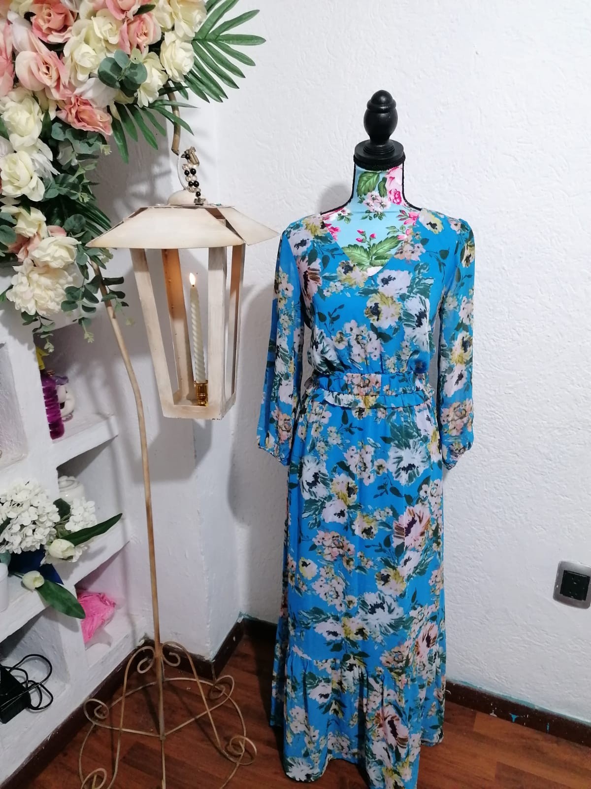Vestido Azul Flores